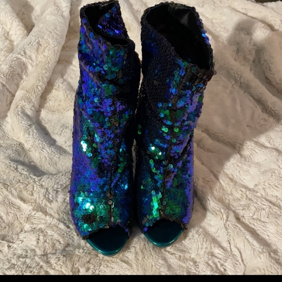 Liliana sequined open toe booties - Picture 2 of 4